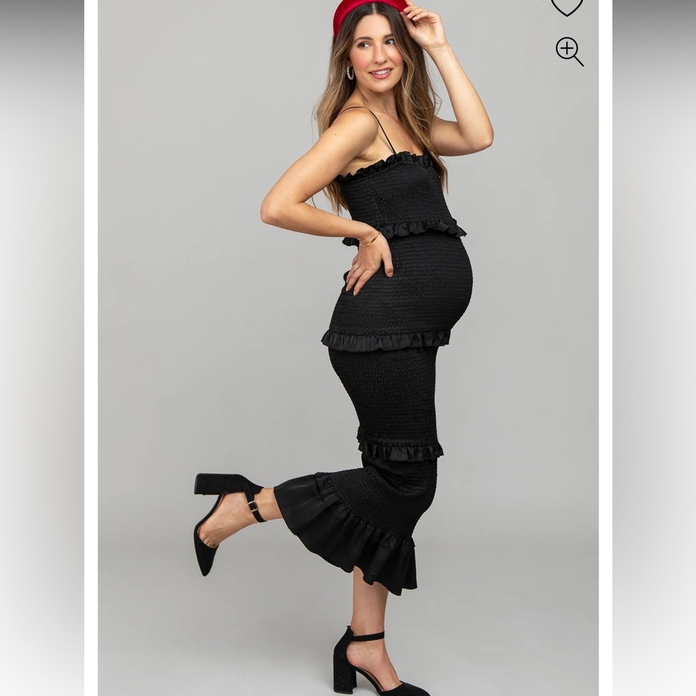 Pink blush maternity dress in black. Worn once.